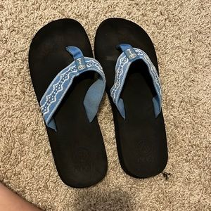 Blue and black flip flops perfect for the summer
